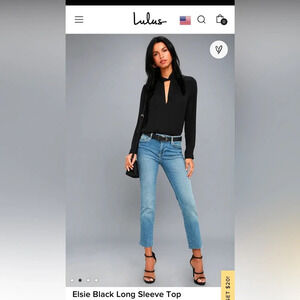 Lulus Elsie Black Long Sleeve Top size small